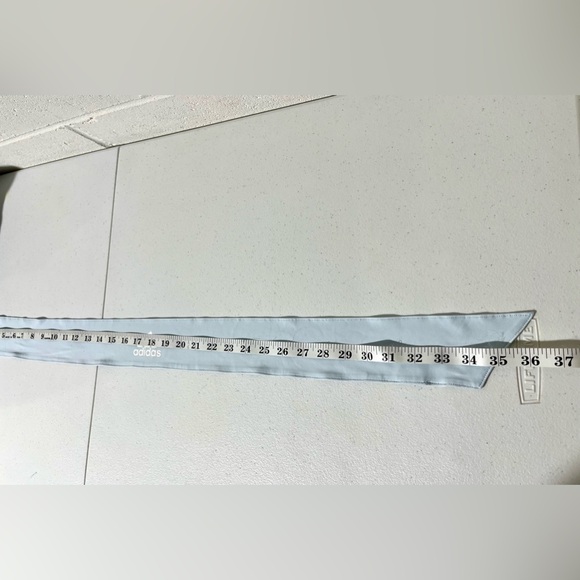 Adidas Alphaskin Tie Headband. Unisex OSFM. NWOT Light Blue White Logo B2 - Picture 7 of 7